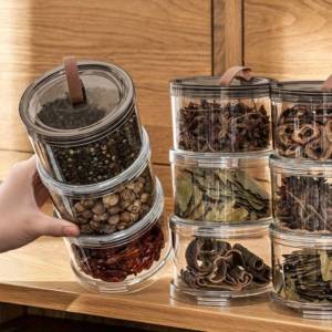Multi-use Three-Layer Round Spice Storage Box